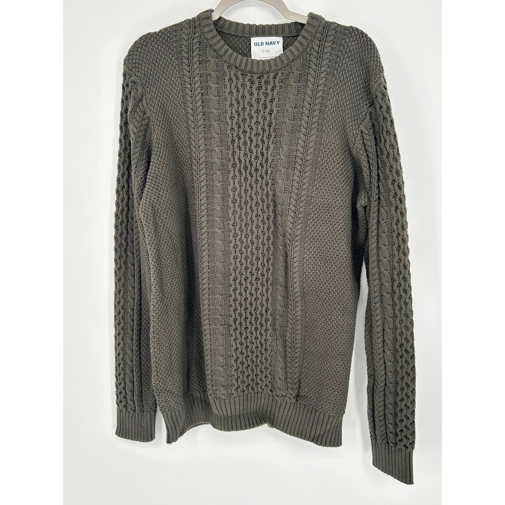 Old Navy Mens L Tall Fisherman Cable Knit Sweater Coastal Grandpacore Outdoor